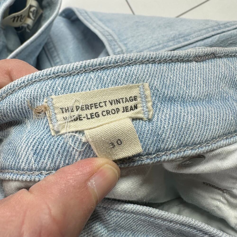 Madewell Jeans Womens 30 Blue Perfect Vintage Wide-Leg Crop Ward Light Raw Hem - Picture 5 of 14